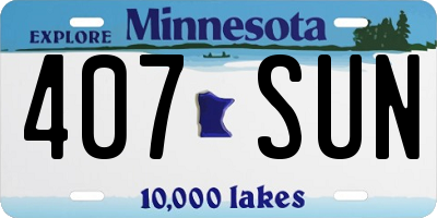 MN license plate 407SUN