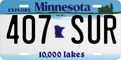 MN license plate 407SUR