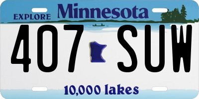 MN license plate 407SUW