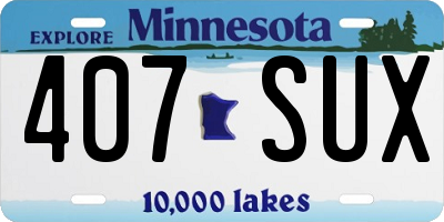 MN license plate 407SUX