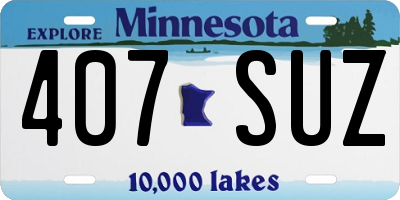 MN license plate 407SUZ