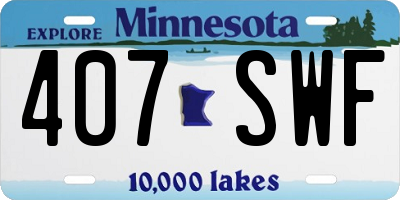 MN license plate 407SWF
