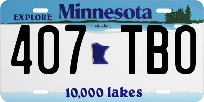 MN license plate 407TBO