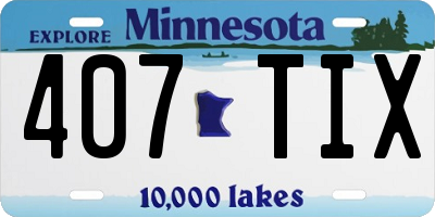 MN license plate 407TIX