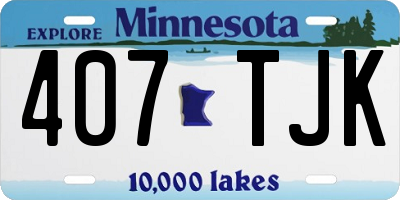 MN license plate 407TJK