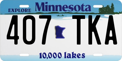 MN license plate 407TKA