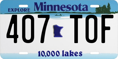 MN license plate 407TOF