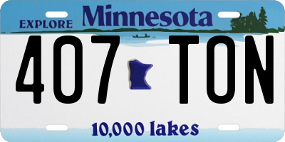MN license plate 407TON