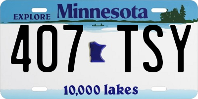 MN license plate 407TSY