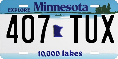 MN license plate 407TUX