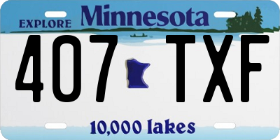 MN license plate 407TXF