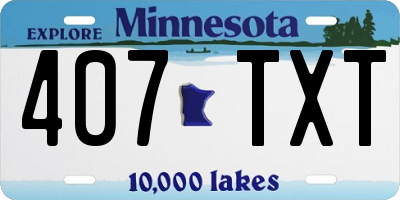 MN license plate 407TXT