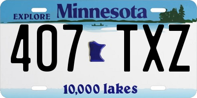 MN license plate 407TXZ