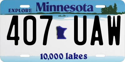 MN license plate 407UAW