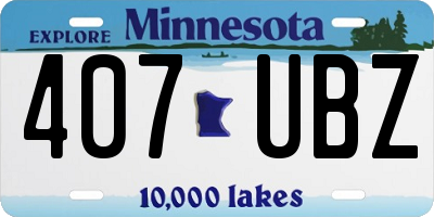 MN license plate 407UBZ