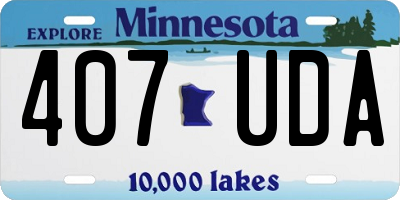 MN license plate 407UDA