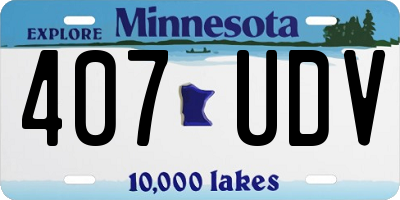 MN license plate 407UDV