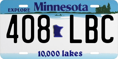 MN license plate 408LBC