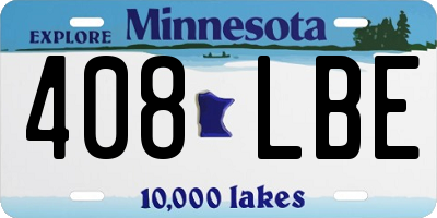 MN license plate 408LBE