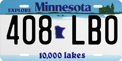 MN license plate 408LBO