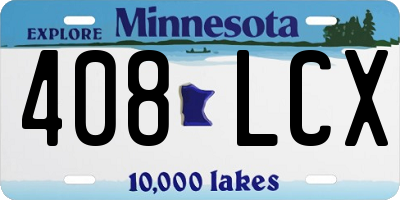 MN license plate 408LCX