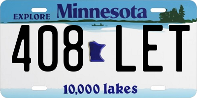 MN license plate 408LET