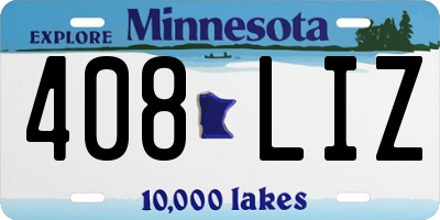 MN license plate 408LIZ