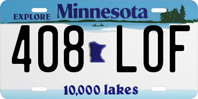 MN license plate 408LOF