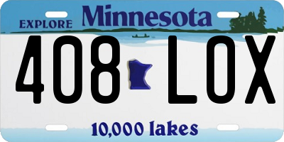 MN license plate 408LOX