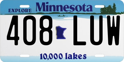 MN license plate 408LUW