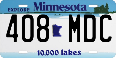 MN license plate 408MDC