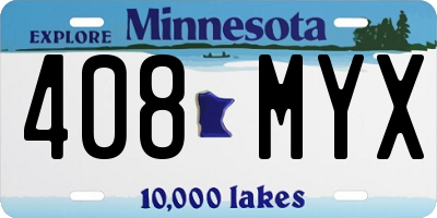 MN license plate 408MYX
