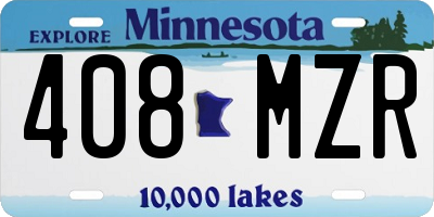 MN license plate 408MZR