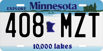 MN license plate 408MZT