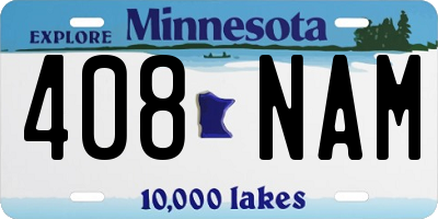 MN license plate 408NAM