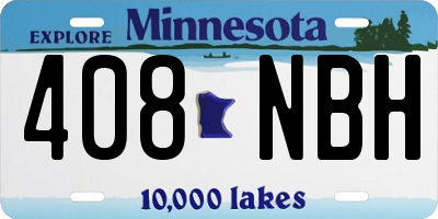 MN license plate 408NBH