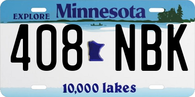 MN license plate 408NBK