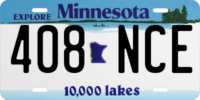 MN license plate 408NCE