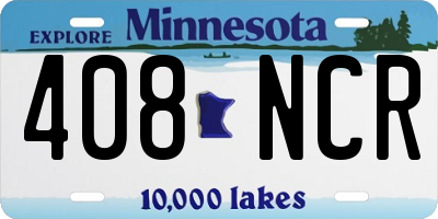 MN license plate 408NCR