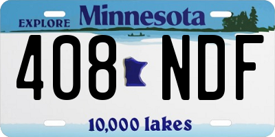 MN license plate 408NDF