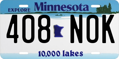 MN license plate 408NOK