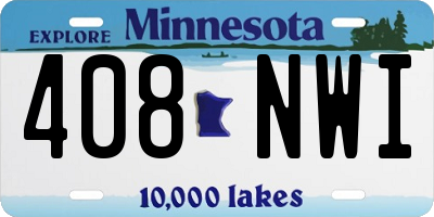 MN license plate 408NWI
