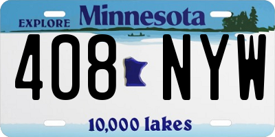MN license plate 408NYW