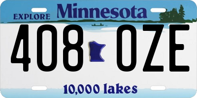 MN license plate 408OZE