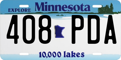 MN license plate 408PDA