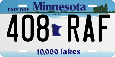 MN license plate 408RAF
