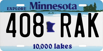 MN license plate 408RAK