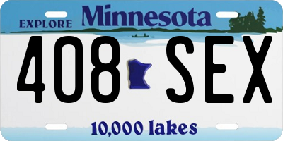 MN license plate 408SEX