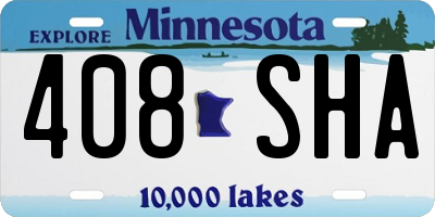 MN license plate 408SHA