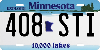 MN license plate 408STI